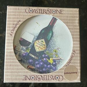 Coasterstone Coasters Set Of 4‎ Assorted Wine Bottles NEW